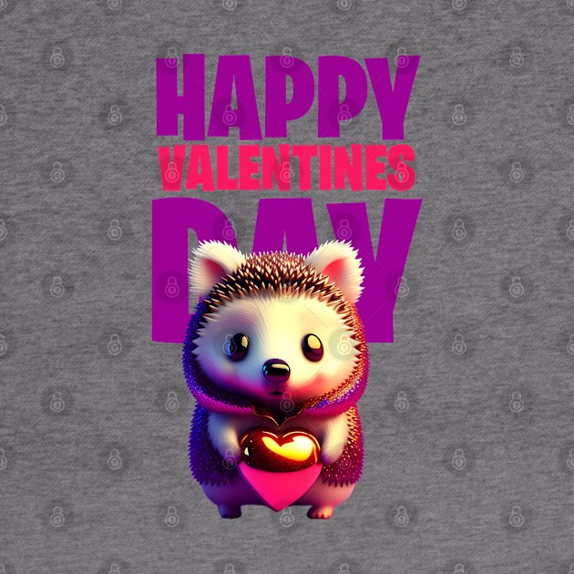 hedgehog heart valentines day by Digifestas